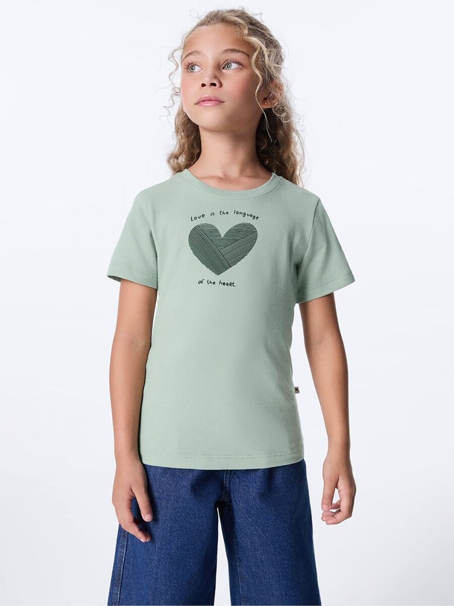 BLUSA MANGA CORTA INFANTIL CON ESTAMPA - VERDE 