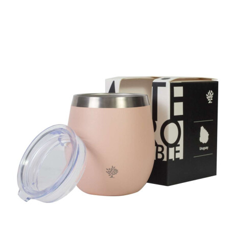 Mate Acero Inox. Con Tapa Rosado