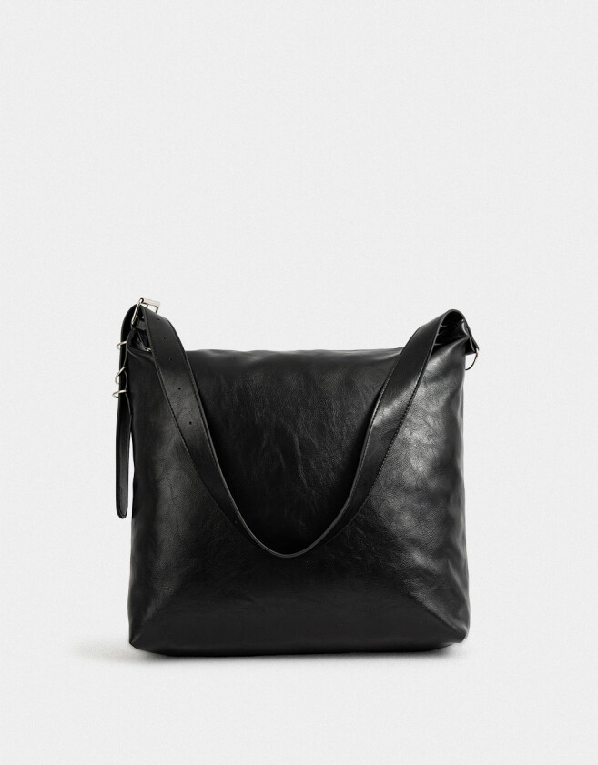 Shopper Cartera Shopper De Cuerina - Negro