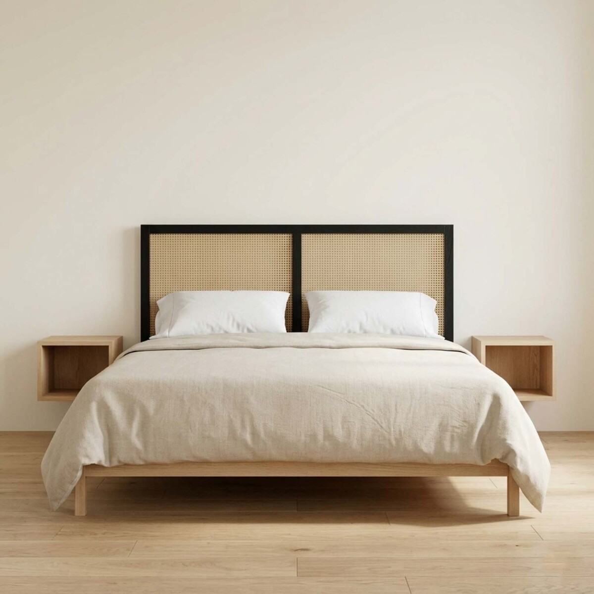 RESPALDO - SUPER KING MADERA NATURAL-BEIGE BERNADETTE 