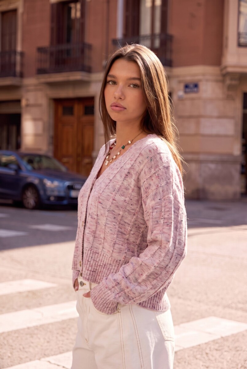 Cardigan Texturado - Rosa Viejo 