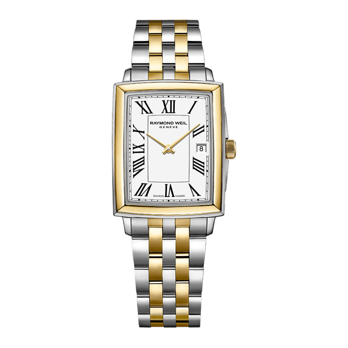 Reloj Raymond Weil Toccata Lady rectangular combinado con esfera blanca . 