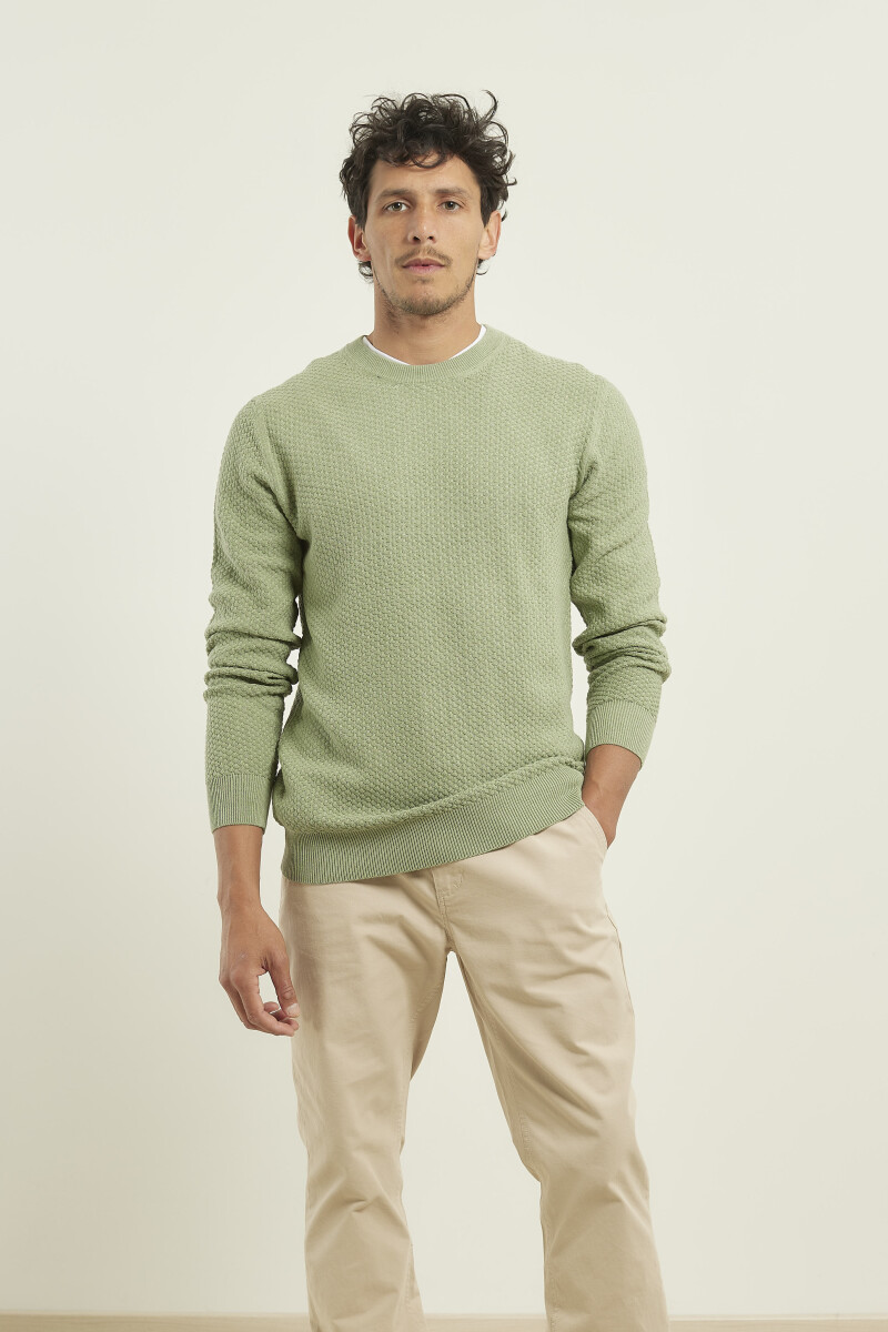 Sweater Punto Fino Harrington Label - Verde 