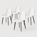 Pack X4 Sillas De Comedor Tapizadas Ecocuero Blanco
