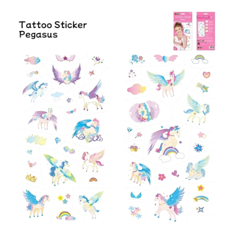 Tattoo Stickers Infantiles 50 Pzs Unicornio