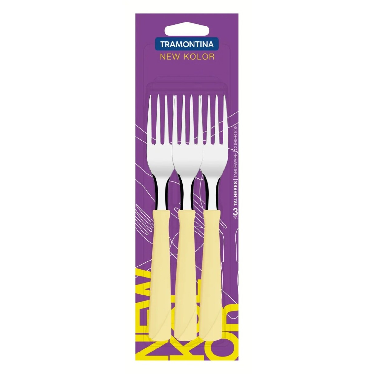 JUEGO 3 TENEDORES MESA NEW KOLOR CREMA - TRAMONTINA - 23162/330 