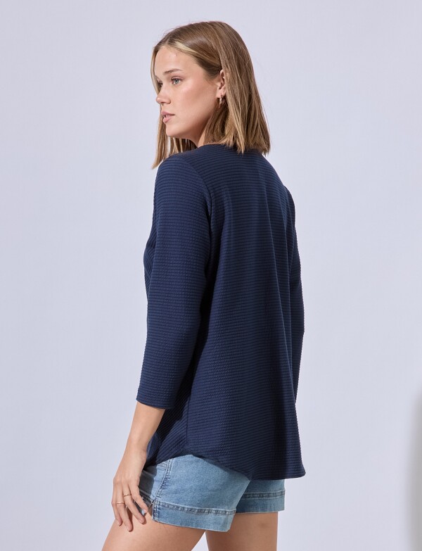 Blusa Ribs Escote Metal AZUL