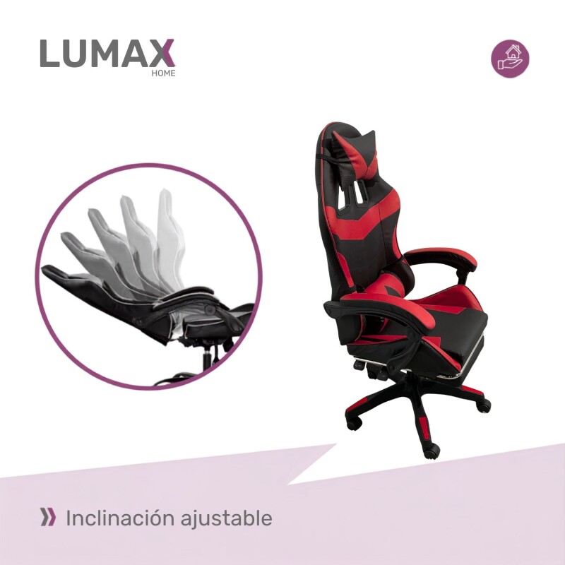 Silla Gamer Lumax Modelo ROM Negro/Rojo