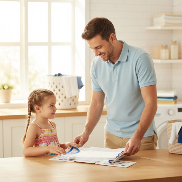 Tabla Plegable Para Doblar Ropa Tamaño Grande 57cm x 77Cm Color Blanco