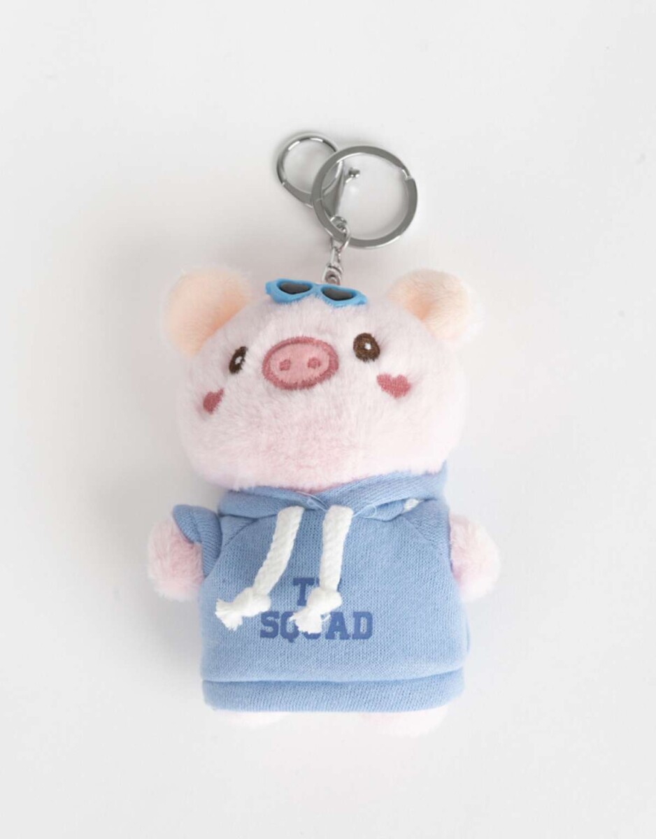 Llavero Y Charm De Peluche De Cerdito - Rosa Claro 
