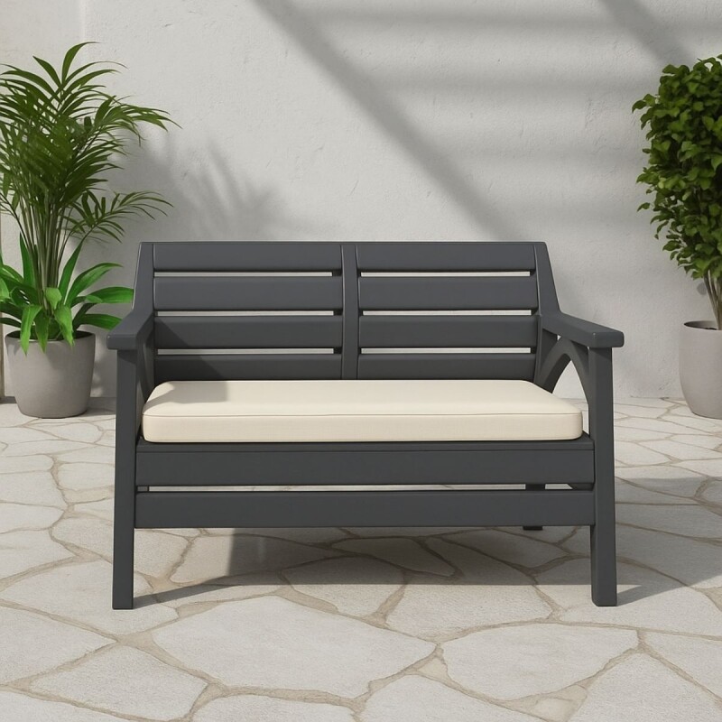 Juego Santana de jardín 3 sillones con almohadones + mesa GRIS