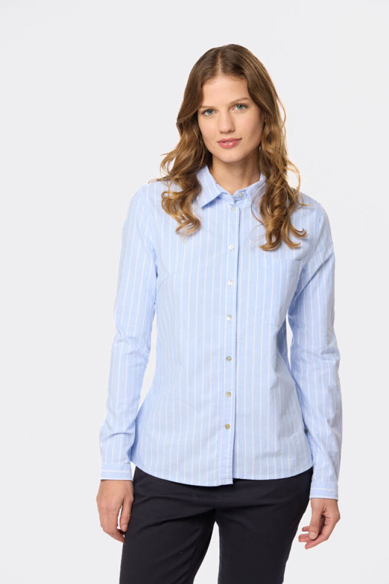 CAMISA OXFORD A RAYAS - Celeste 