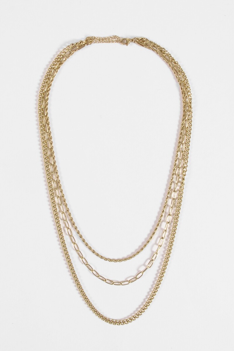Collar triple vuelta acero dorado