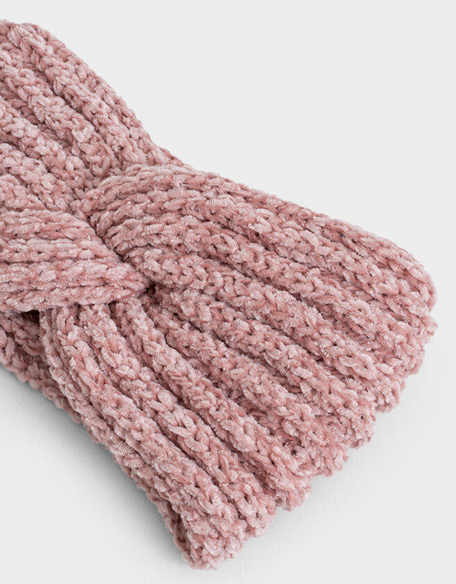 Vinchas Textiles Tejida Vincha Textil Con Nudo - Rosa Claro
