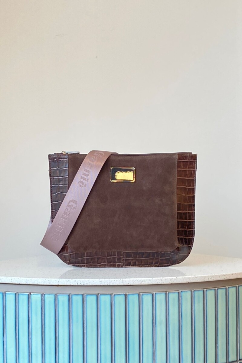 Bandolera Laura - Crocco y Gamuza Chocolate 