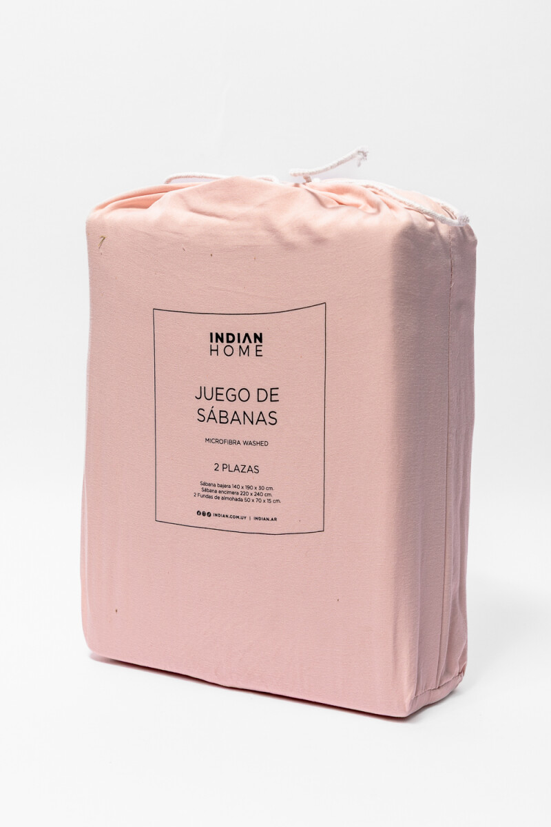 Sábanas 2 Plazas Microfibra Washed - Durazno 