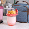 Tupper para Yogur y Snack con Doble Compartimento y Cuchara Salmon