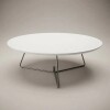 MESA DE CENTRO REDONDA - MADERA COLOR BLANCO Y PIE EN METAL GRAFITO - 90cms MESA DE CENTRO REDONDA - MADERA COLOR BLANCO Y PIE EN METAL GRAFITO - 90cms