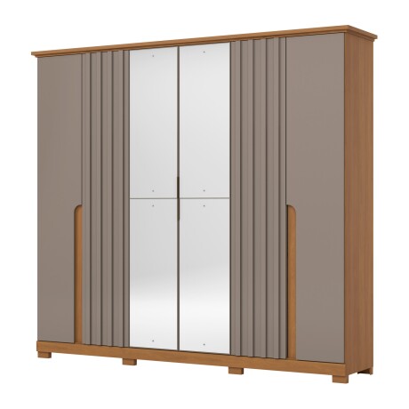 ROPERO NAPOLI 6 PUERTAS 6 CAJONES INTERNOS CON ESPEJO GUARDARROPA CLOSET ARMARIO CANELA