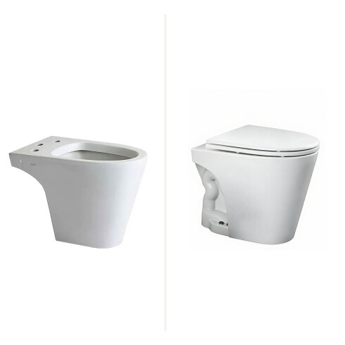 INODORO CORTO CON TAPA Y BIDET JUEGO MARINA BLANCO BRILLANTE BLANCO