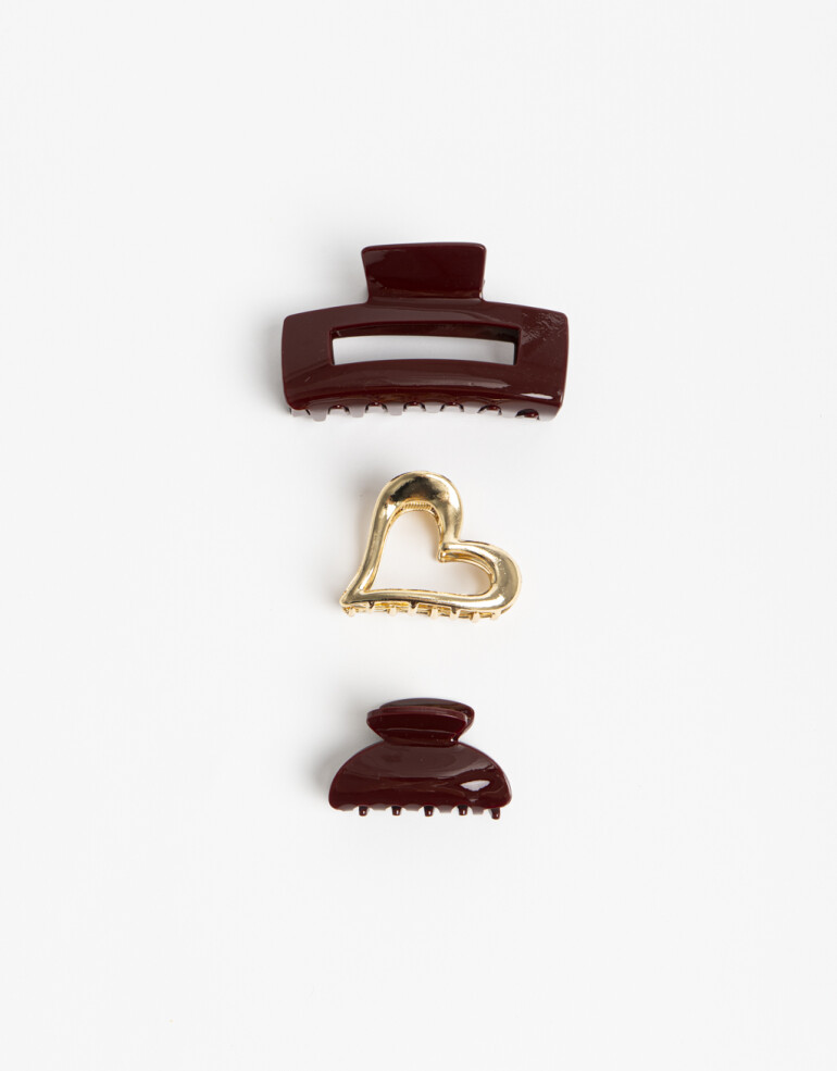 Broches Sets Acrilico Set De 3 Broches, Metal Y Acrilico. - Combinacion Bicolor