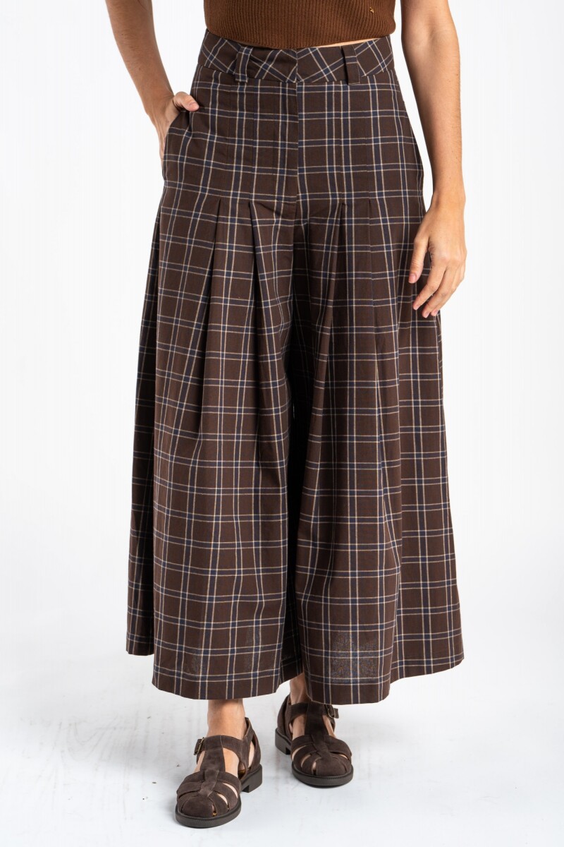 Pantalón Extra Wide Cuadros - Marino 