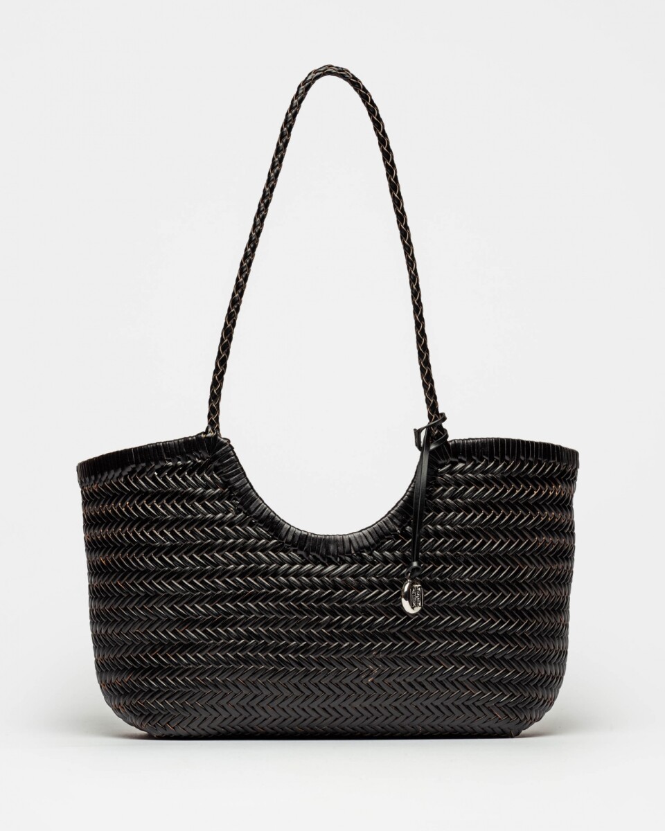 Cartera al hombro Ipanema en cuero curtido natural - Negro 