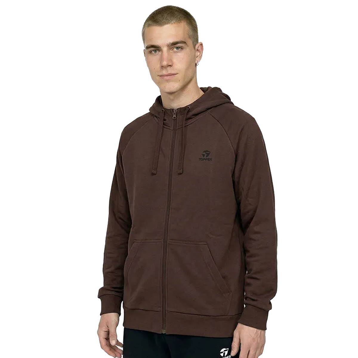 Campera Buzo Topper Hombre C/Cierre Y Capucha Clásico - Marron 