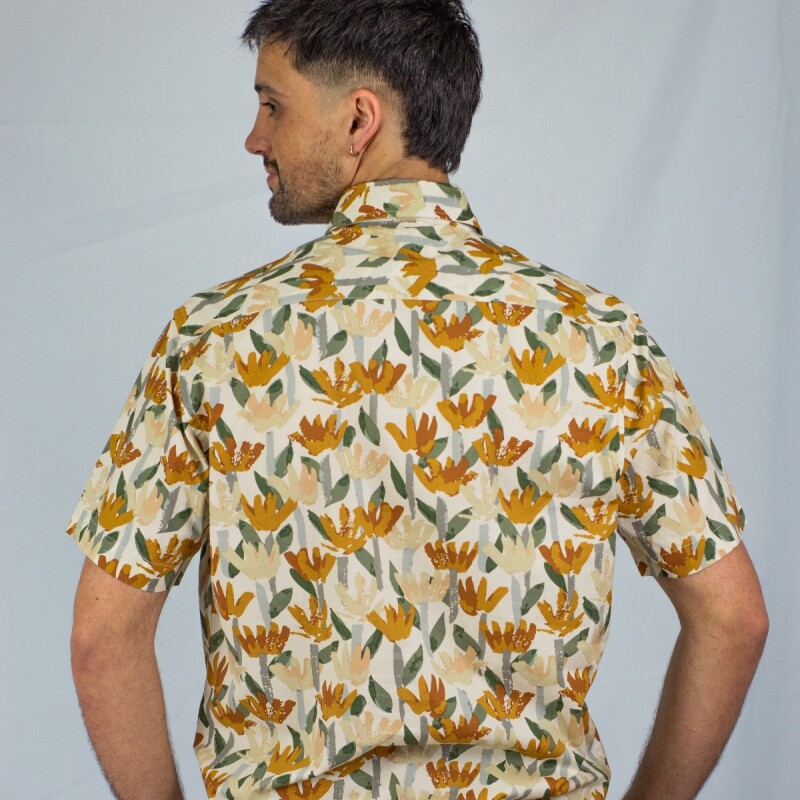 Camisa estampada Hawai Flower Beige
