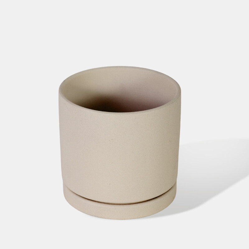MACETERO CERAMICA BEIGE C/BASE 11X10.5CM Unica
