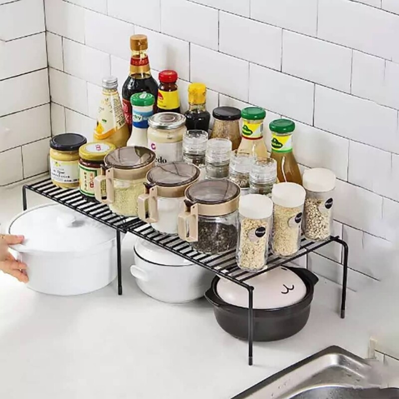 Estante organizador alacena extensible cocina baño Negro