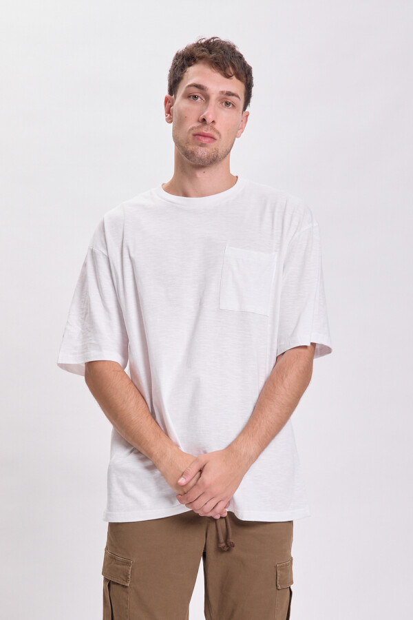 Remera slub bolsillo Blanco