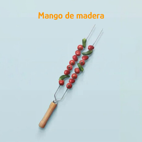 Espetón Doble 55cm P/Chorizos Carnes Acero Cromado Reforzado Plateado