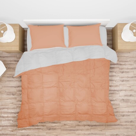 Acolchado Pluma 2 Plazas Dohler Home Class Ropa Cama Azul Salmón/blanco