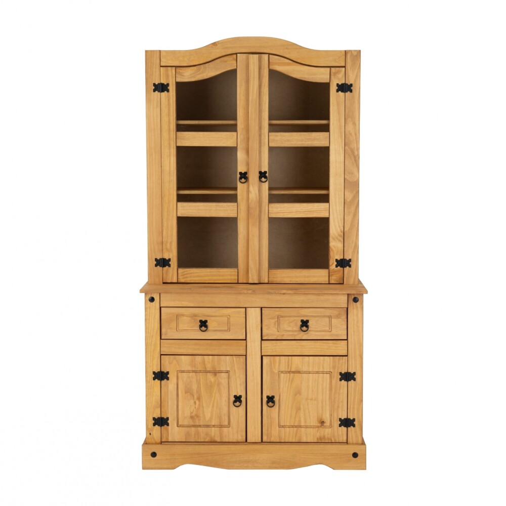 Cristalero Madera Maciza Linea Mexicana 4 Puertas Natural