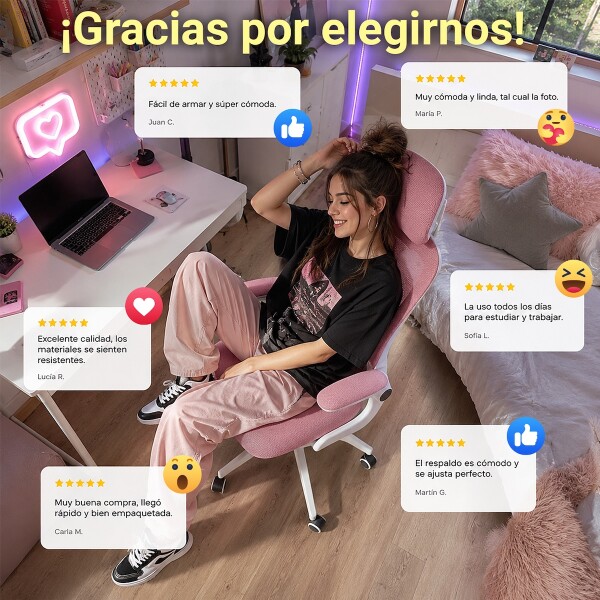 Silla de escritorio Oficina Sillon Ejecutiva Ergonomica Apoyabrazos Regulables IMBACK Color Rosa Silla de escritorio Oficina Sillon Ejecutiva Ergonomica Apoyabrazos Regulables IMBACK Color Rosa