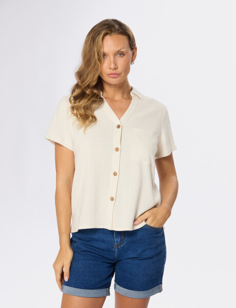 CAMISA DE LINO LISA Beige