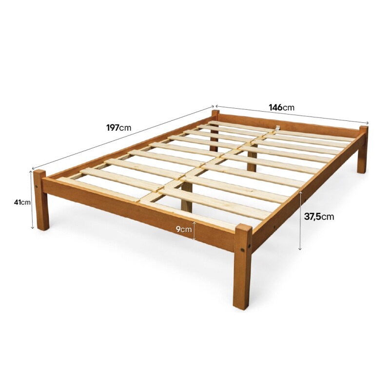 Cama 2 Plazas Turca - 100% Madera Maciza Con Parrilla Marrón Turca Cama 2 Plazas Turca - 100% Madera Maciza Con Parrilla Marrón Turca