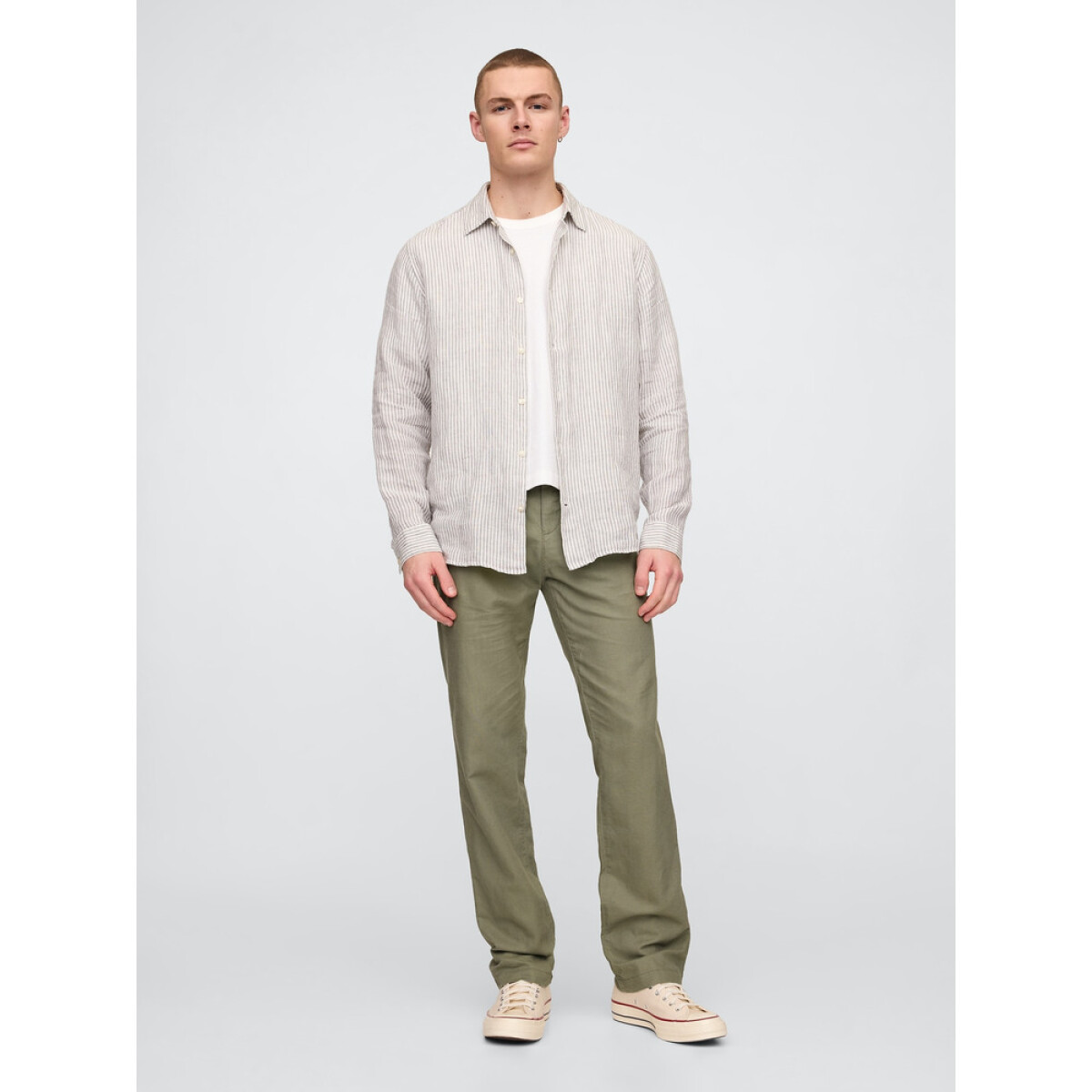 STRAIGHT LINEN PANT - MESCULEN GREEN 