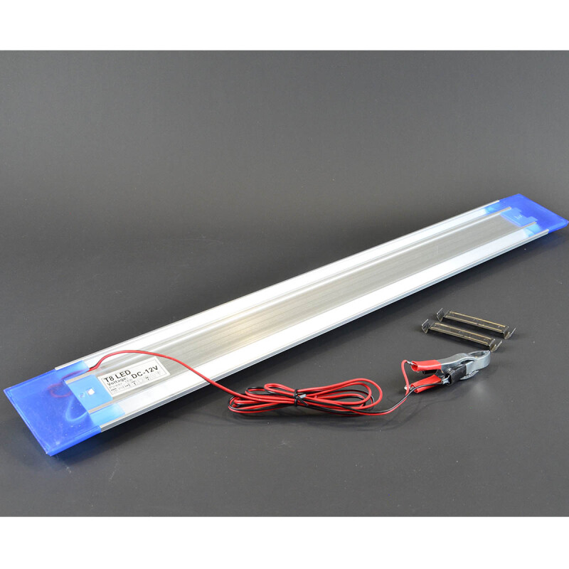 Tubo de luz led con pinzas batería 12 v BLANCO