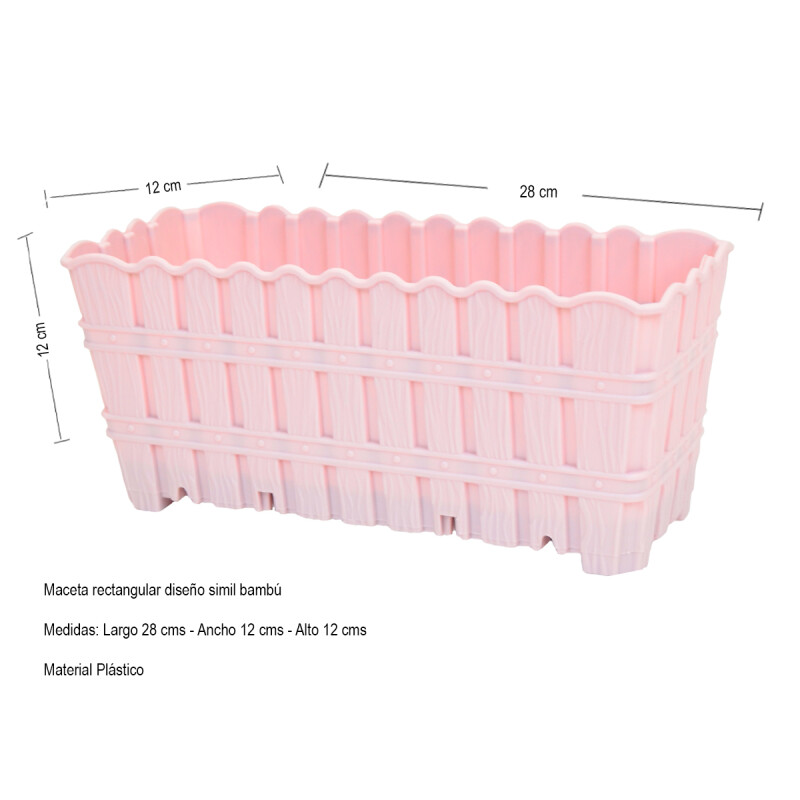 Maceta de balcón 30 cm simil bambú ROSADO