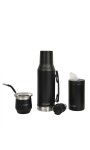 KIT CEBADOR MATE -TERMO -YERBERA -BOMBIL PREMIUM NEGRO