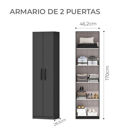 Combo Armario 2 Puertas y Cómoda - MDP - Negro Combo Armario 2 Puertas y Cómoda - MDP - Negro