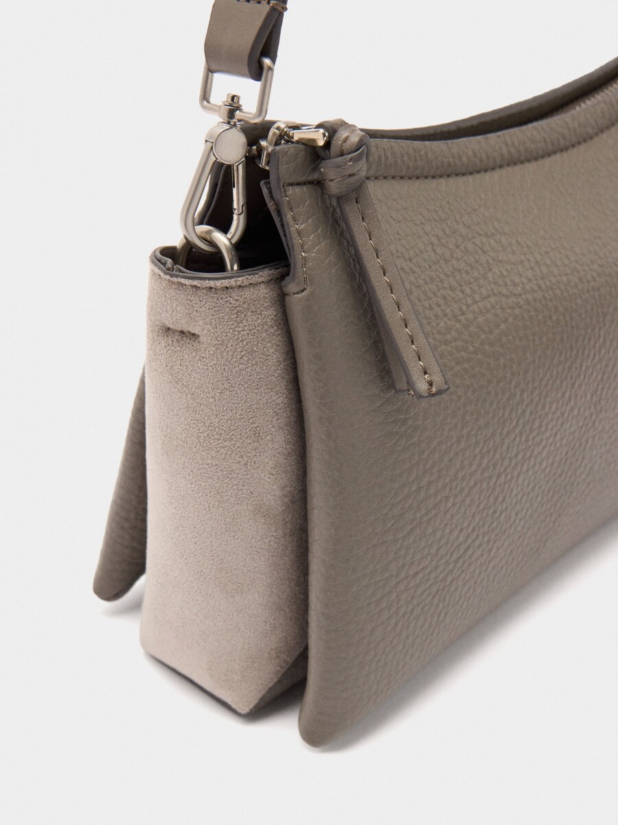 Bolso Bandolera Con Textura Efecto Piel gris
