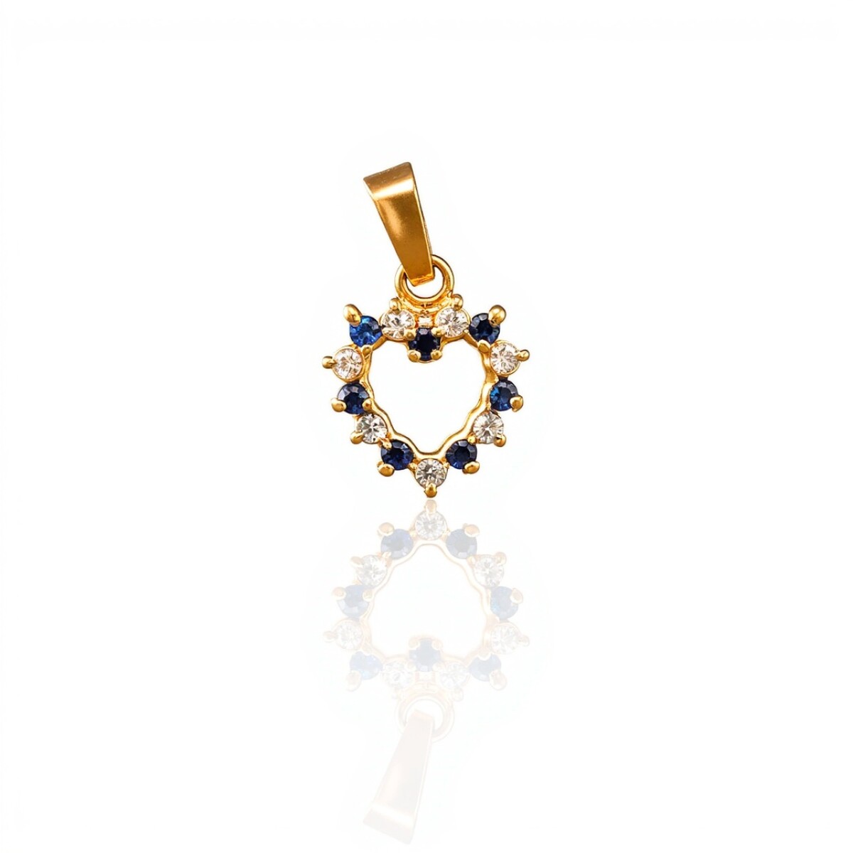Dije Corazón-Oro bajo-Piedra Zafiro y Zirconia-CP8546 - conpiedra 