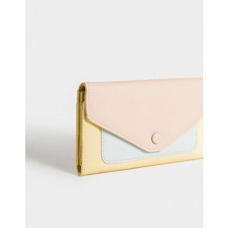 Billetera Fichero De Cuerina Colorblock Combinacion Tricolor