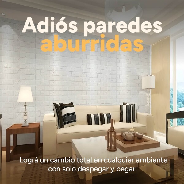 Revestimiento Pared Adhesivo 3d Piedra Ladrillo 20 Mts x 0,70 Mts Variante Color Blanco
