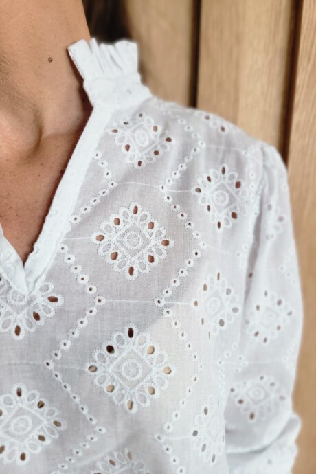 Blusa Copenhague Broderie calado blanco
