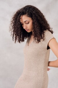 Vestido Tejido Lurex Crudo