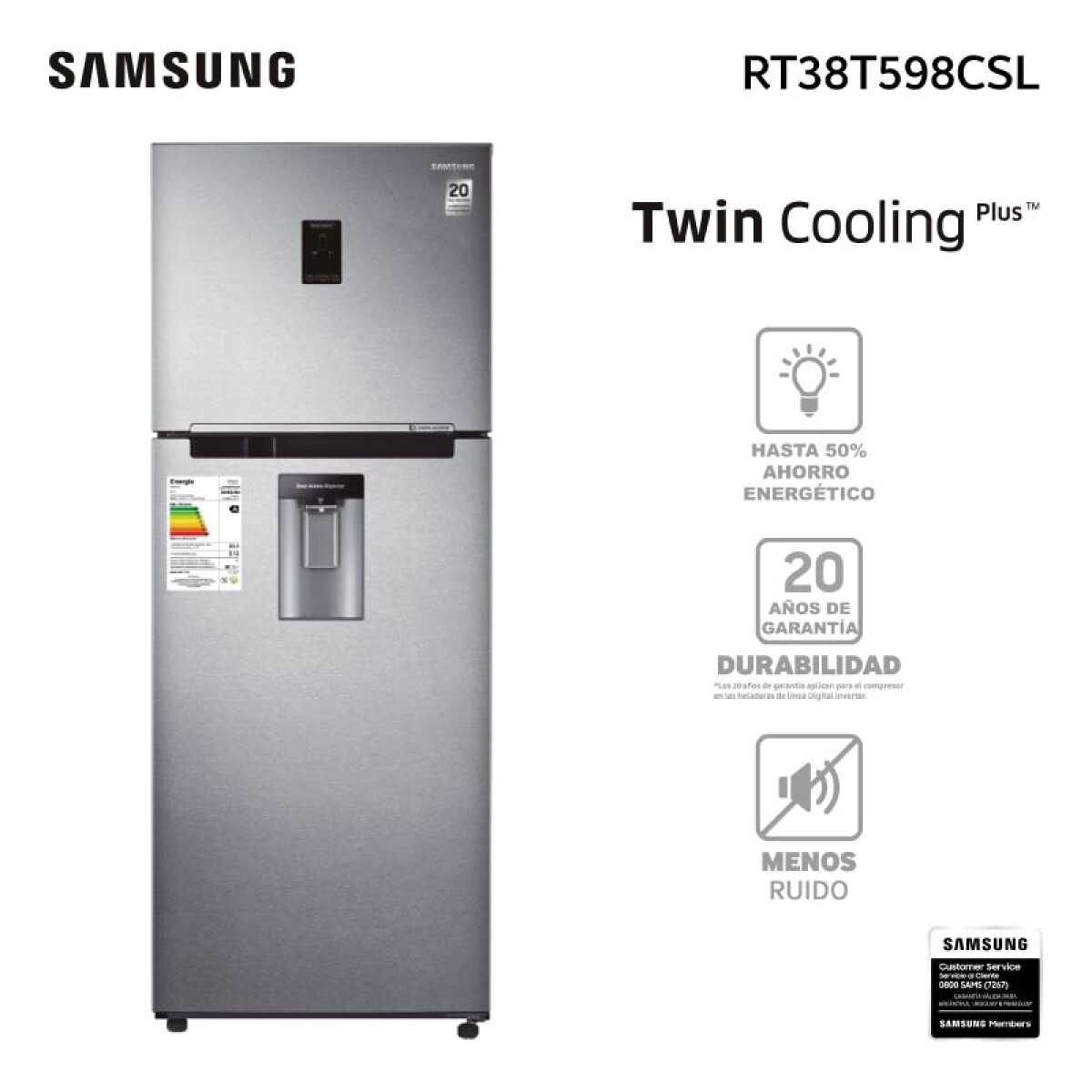 Refrigerador SAMSUNG RT38T598CSL Capacidad 394L Frío Húmedo 